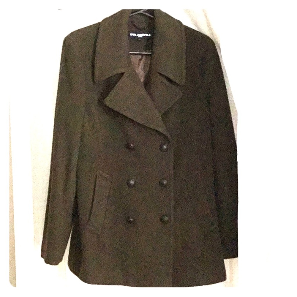 Green Olive coat  Karla lagerfed size L